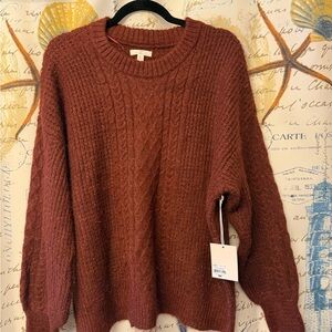 Women's Cable Knit Sweater - Rust